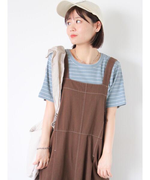 ehka sopo(エヘカソポ)の「リブクルーネックカットソー(Tシャツ/カットソー・レディース・サックスブルー/オフホワイト/キナリ/ブラック・F)」の9枚目の写真