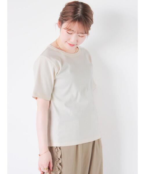 ehka sopo(エヘカソポ)の「リブクルーネックカットソー(Tシャツ/カットソー・レディース・サックスブルー/オフホワイト/キナリ/ブラック・F)」の14枚目の写真