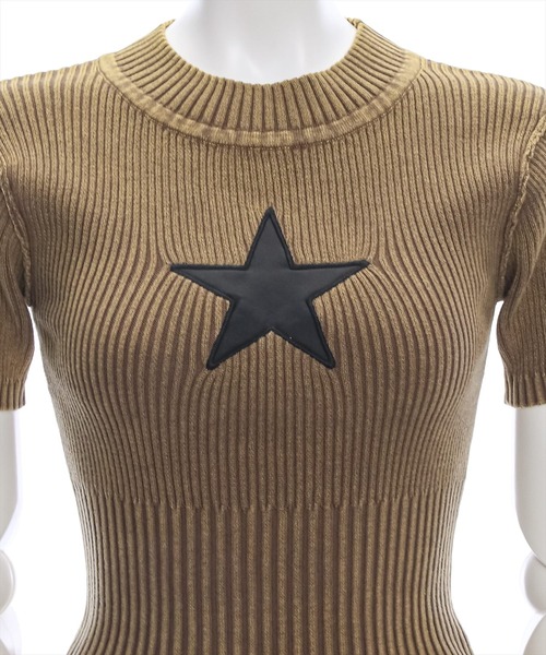 clear（クリア）の「ピグメント加工星ワッペン付キリブニットトップス［ウィッシュコア 大人 カジュアル］≪再入荷≫（ニット/セーター・レディース・ブルー/ブラウン/グレー・F）」の15枚目の写真