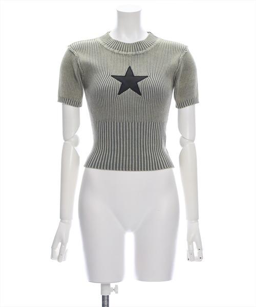 clear（クリア）の「ピグメント加工星ワッペン付キリブニットトップス［ウィッシュコア 大人 カジュアル］≪再入荷≫（ニット/セーター・レディース・ブルー/ブラウン/グレー・F）」の17枚目の写真