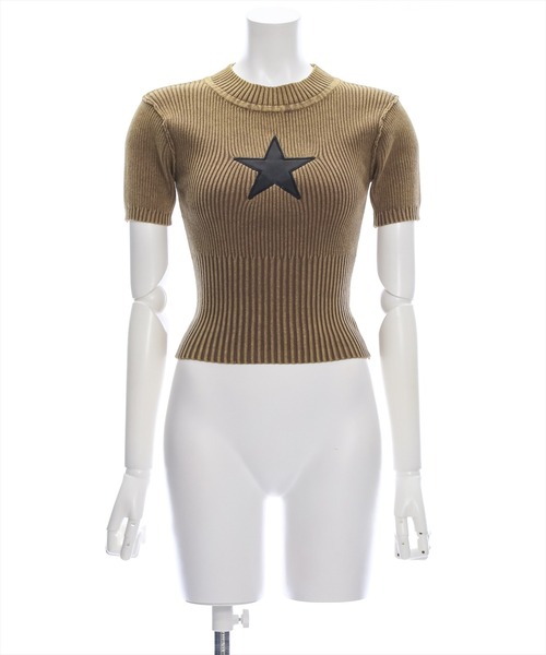 clear（クリア）の「ピグメント加工星ワッペン付キリブニットトップス［ウィッシュコア 大人 カジュアル］≪再入荷≫（ニット/セーター・レディース・ブルー/ブラウン/グレー・F）」の19枚目の写真