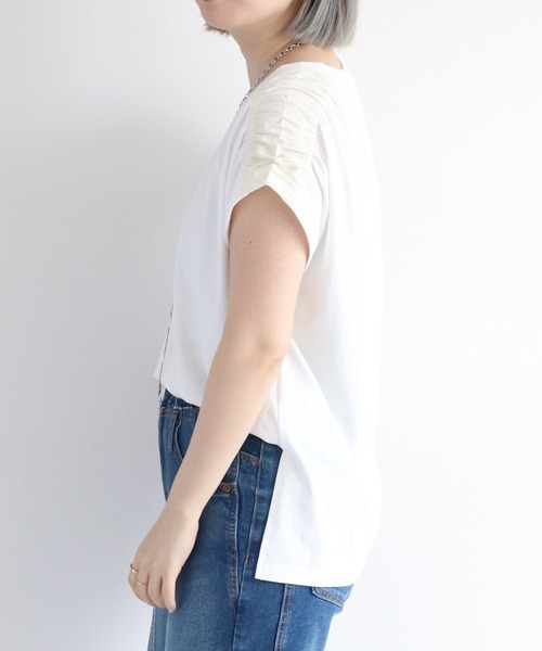 cepo(セポ)の「袖切り替えギャザープルオーバー(Tシャツ/カットソー・レディース・チャコール/オフホワイト/グレイッシュベージュ・M)」の11枚目の写真