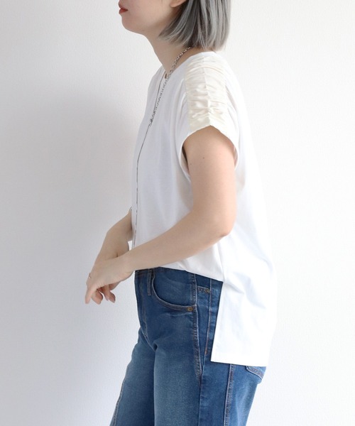 cepo(セポ)の「袖切り替えギャザープルオーバー(Tシャツ/カットソー・レディース・チャコール/オフホワイト/グレイッシュベージュ・M)」の10枚目の写真