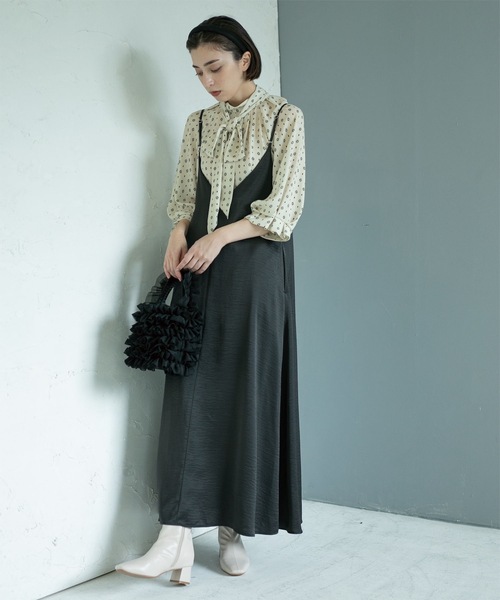 OPAQUE.CLIP（オペークドットクリップ）の「2WAY 柄プリントボウタイブラウス【洗濯機洗い可】（シャツ/ブラウス・レディース・ホワイト系3/ブラック系/ダークブラウン系・40/38/42）」の7枚目の写真