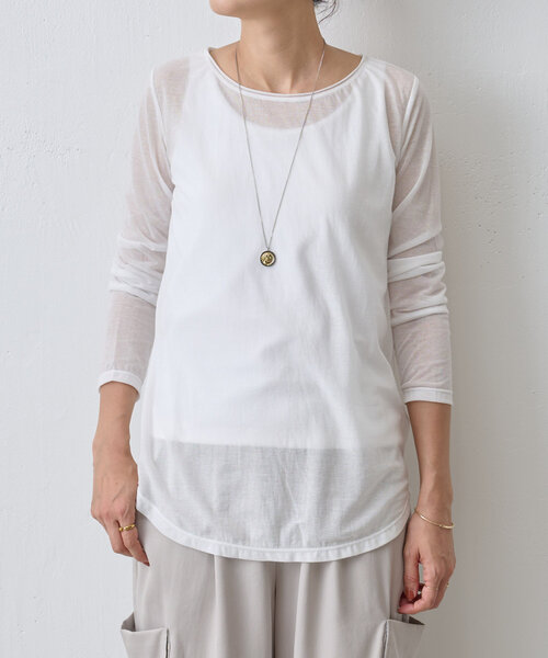 BEARDSLEY（ビアズリー）の「シアー天竺カットソー（Tシャツ/カットソー・レディース・ホワイト/ブラック・FREE）」の3枚目の写真