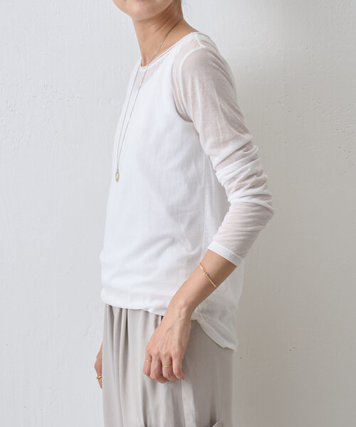 BEARDSLEY（ビアズリー）の「シアー天竺カットソー（Tシャツ/カットソー・レディース・ホワイト/ブラック・FREE）」の4枚目の写真