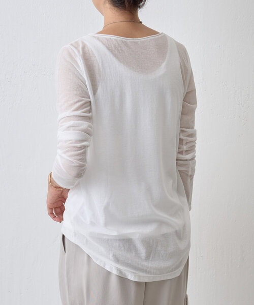 BEARDSLEY（ビアズリー）の「シアー天竺カットソー（Tシャツ/カットソー・レディース・ホワイト/ブラック・FREE）」の5枚目の写真