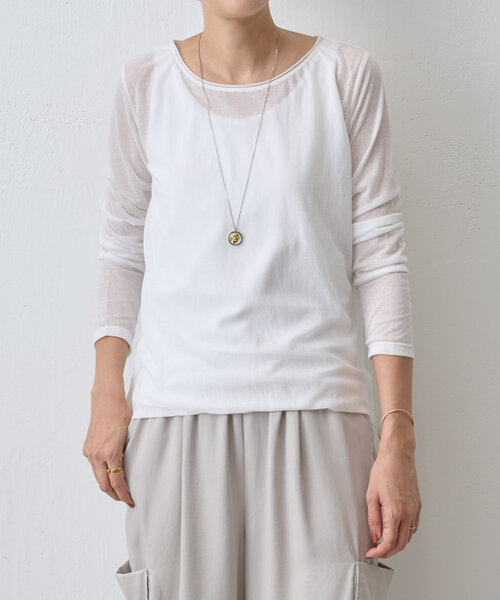 BEARDSLEY（ビアズリー）の「シアー天竺カットソー（Tシャツ/カットソー・レディース・ホワイト/ブラック・FREE）」の6枚目の写真