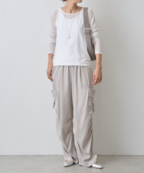 BEARDSLEY（ビアズリー）の「シアー天竺カットソー（Tシャツ/カットソー・レディース・ホワイト/ブラック・FREE）」の7枚目の写真