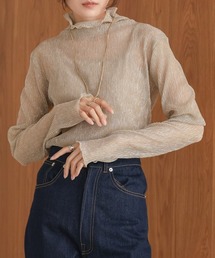 Bab | プリーツシアーハイネックトップス(Tシャツ/カットソー)