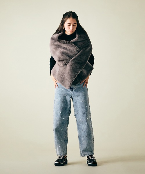 Audie a Muses(オーディアミューズ)の「パールスタッズカーブデニム(デニムパンツ・レディース・ネイビー・36/38/40/42)」の9枚目の写真