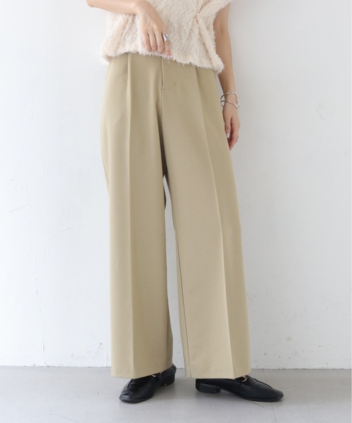 CLEIO（クレイオ）の「【CLEIO】ツイルストレートタックパンツ/TWILL STRAIGHT TUCK PANTS/942-12611（スラックス・レディース・ベージュ/アイボリー・S/M）」の2枚目の写真