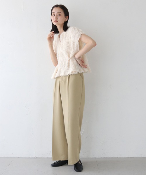 CLEIO（クレイオ）の「【CLEIO】ツイルストレートタックパンツ/TWILL STRAIGHT TUCK PANTS/942-12611（スラックス・レディース・ベージュ/アイボリー・S/M）」の7枚目の写真