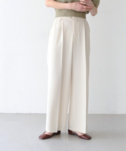 CLEIO（クレイオ）の「【CLEIO】ツイルストレートタックパンツ/TWILL STRAIGHT TUCK PANTS/942-12611（スラックス・レディース・ベージュ/アイボリー・S/M）」の10枚目の写真
