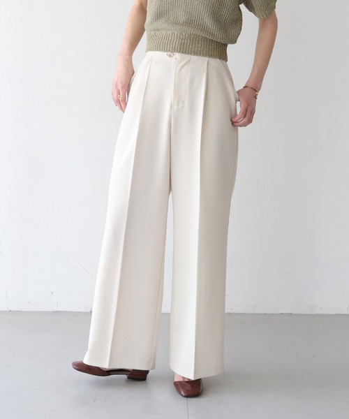CLEIO（クレイオ）の「【CLEIO】ツイルストレートタックパンツ/TWILL STRAIGHT TUCK PANTS/942-12611（スラックス・レディース・ベージュ/アイボリー・S/M）」の11枚目の写真