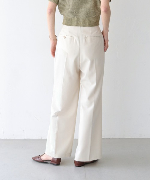 CLEIO（クレイオ）の「【CLEIO】ツイルストレートタックパンツ/TWILL STRAIGHT TUCK PANTS/942-12611（スラックス・レディース・ベージュ/アイボリー・S/M）」の12枚目の写真