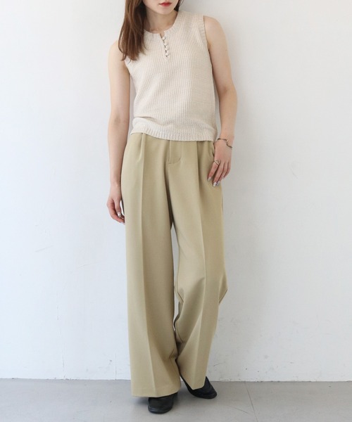 CLEIO（クレイオ）の「【CLEIO】ツイルストレートタックパンツ/TWILL STRAIGHT TUCK PANTS/942-12611（スラックス・レディース・ベージュ/アイボリー・S/M）」の17枚目の写真