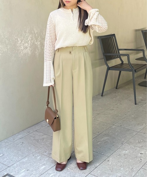 CLEIO（クレイオ）の「【CLEIO】ツイルストレートタックパンツ/TWILL STRAIGHT TUCK PANTS/942-12611（スラックス・レディース・ベージュ/アイボリー・S/M）」の20枚目の写真