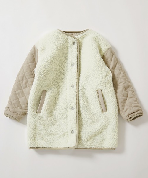 devirock（デビロック）の「洗える キルティングボア ノーカラー リバーシブルロングコート（ノーカラーコート・キッズ・チャコール/ベージュ/ライトカーキ・100cm/110cm/120cm/130cm/140cm/150cm/160cm）」の17枚目の写真