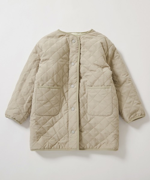 devirock（デビロック）の「洗える キルティングボア ノーカラー リバーシブルロングコート（ノーカラーコート・キッズ・チャコール/ベージュ/ライトカーキ・100cm/110cm/120cm/130cm/140cm/150cm/160cm）」の16枚目の写真