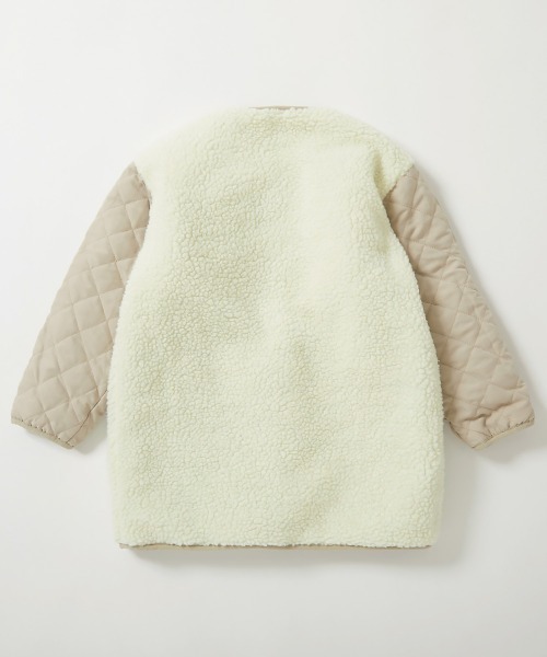 devirock（デビロック）の「洗える キルティングボア ノーカラー リバーシブルロングコート（ノーカラーコート・キッズ・チャコール/ベージュ/ライトカーキ・100cm/110cm/120cm/130cm/140cm/150cm/160cm）」の15枚目の写真