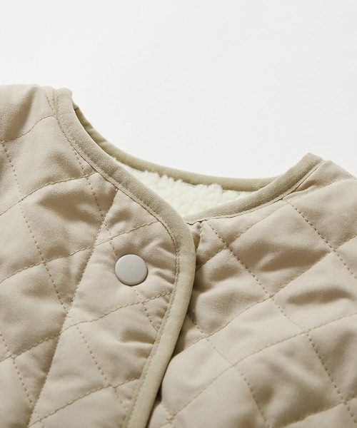 devirock（デビロック）の「洗える キルティングボア ノーカラー リバーシブルロングコート（ノーカラーコート・キッズ・チャコール/ベージュ/ライトカーキ・100cm/110cm/120cm/130cm/140cm/150cm/160cm）」の12枚目の写真