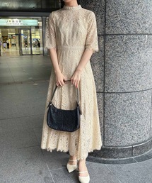 配色ハシゴレース切替ドレス 結婚式 パーティードレス オケージョンドレス 同窓会 お呼ばれワンピース