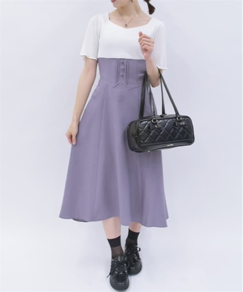 【セール】ハイウエストドッキングワンピース(ワンピース)|axes femme(アクシーズファム)
