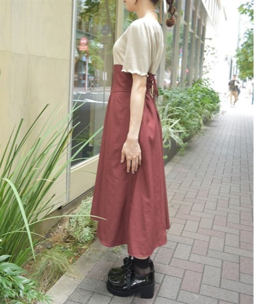 axes femme(アクシーズファム)の「ハイウエストドッキングワンピース(ワンピース・レディース・ラベンダー/ブラック/レッド・FREE)」の10枚目の写真