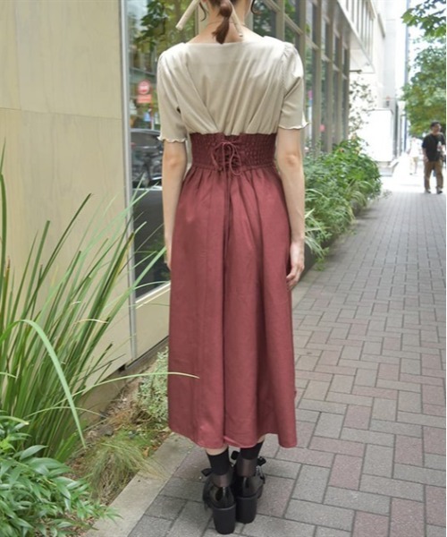 axes femme(アクシーズファム)の「ハイウエストドッキングワンピース(ワンピース・レディース・ラベンダー/ブラック/レッド・FREE)」の9枚目の写真