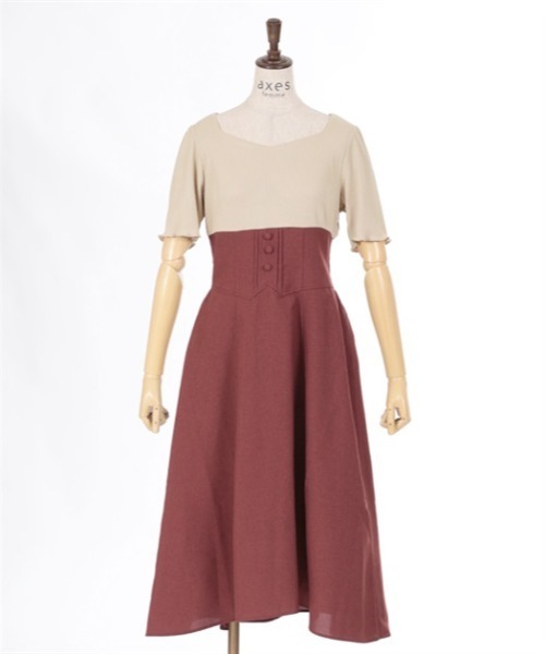 axes femme(アクシーズファム)の「ハイウエストドッキングワンピース(ワンピース・レディース・ラベンダー/ブラック/レッド・FREE)」の8枚目の写真