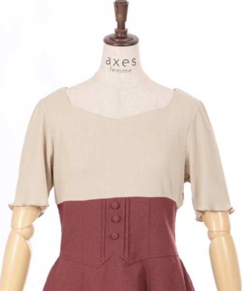 axes femme(アクシーズファム)の「ハイウエストドッキングワンピース(ワンピース・レディース・ラベンダー/ブラック/レッド・FREE)」の5枚目の写真