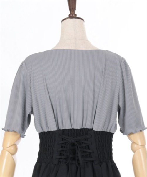 axes femme(アクシーズファム)の「ハイウエストドッキングワンピース(ワンピース・レディース・ラベンダー/ブラック/レッド・FREE)」の21枚目の写真