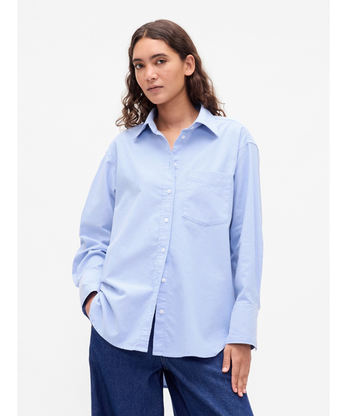 GAP（ギャップ）の「オーガニックコットン オックスフォード ビッグシャツ（シャツ/ブラウス・レディース・ブルー/ホワイト/ブルー系その他/ピンク/ライトブルー・XS/S/M/L/XXS）」の5枚目の写真