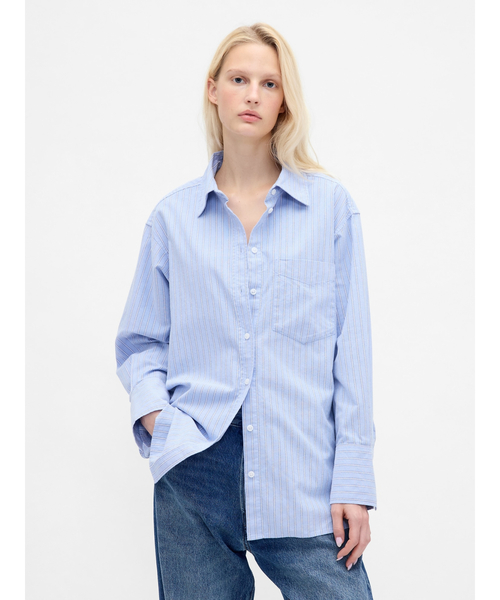 GAP（ギャップ）の「オーガニックコットン オックスフォード ビッグシャツ（シャツ/ブラウス・レディース・ブルー/ホワイト/ブルー系その他/ピンク/ライトブルー・XS/S/M/L/XXS）」の3枚目の写真