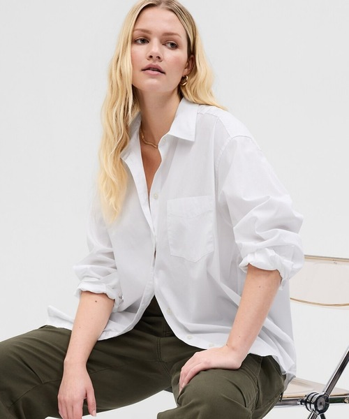 GAP（ギャップ）の「オーガニックコットン オックスフォード ビッグシャツ（シャツ/ブラウス・レディース・ブルー/ホワイト/ブルー系その他/ピンク/ライトブルー・XS/S/M/L/XXS）」の2枚目の写真