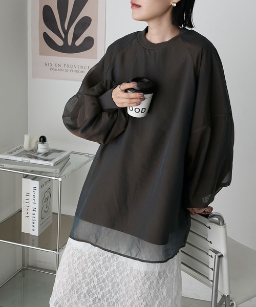 forksy.（フォルクシー）の「【forksy.】シアードッキングオーバーサイズスウェットプルオーバー（スウェット・レディース・スミクロ/グレイッシュベージュ/スモークピンク・FREE）」の15枚目の写真