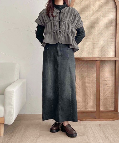 apres jour clair(アプレジュールクレア)の「【apres jour clair】シャーリングデザイントップス【ZOZOTOWN限定アイテム】(シャツ/ブラウス・レディース・アイボリー/レッド系その他/チャコールグレー・フリー/X-LARGE)」の15枚目の写真