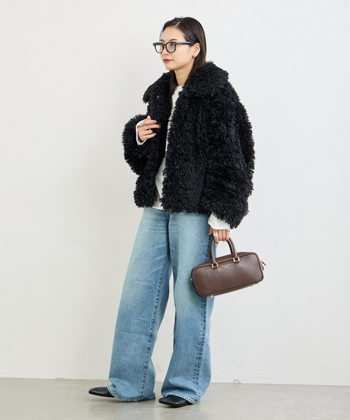 JOURNAL STANDARD（ジャーナルスタンダード）の「エコファーブルゾン（ブルゾン・レディース・ブラック/アイボリー・FREE）」の8枚目の写真