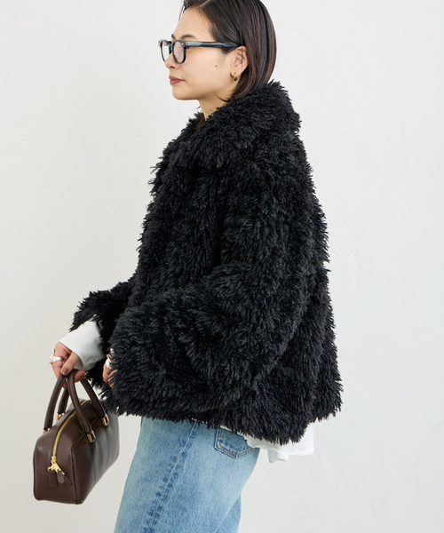 JOURNAL STANDARD（ジャーナルスタンダード）の「エコファーブルゾン（ブルゾン・レディース・ブラック/アイボリー・FREE）」の10枚目の写真