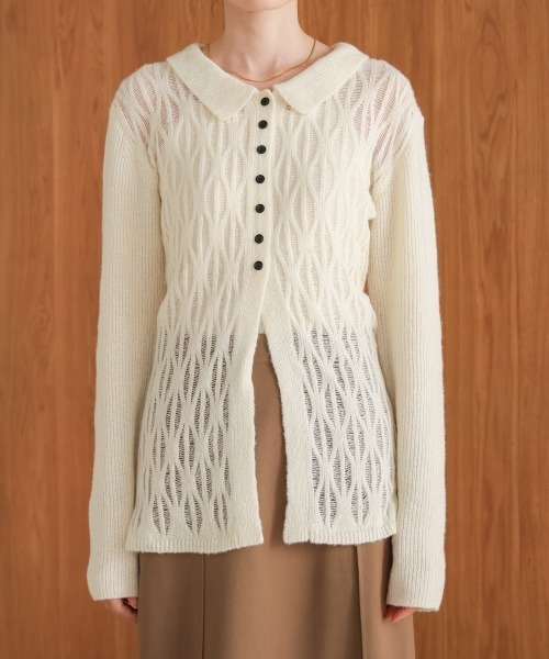 Bab（バブ）の「【nao×Bab】透かし編みニットカーデトップス（ニット/セーター・レディース・アイボリー/モカ・FREE）」の19枚目の写真