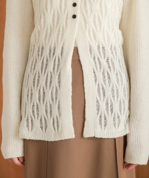 Bab（バブ）の「【nao×Bab】透かし編みニットカーデトップス（ニット/セーター・レディース・アイボリー/モカ・FREE）」の21枚目の写真