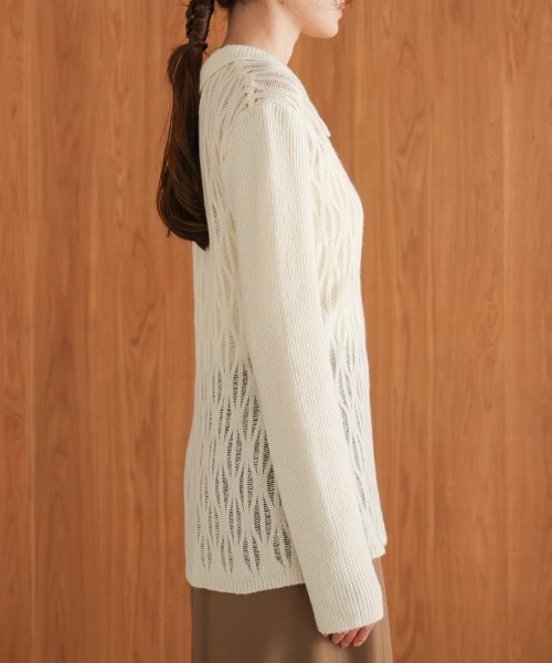 Bab（バブ）の「【nao×Bab】透かし編みニットカーデトップス（ニット/セーター・レディース・アイボリー/モカ・FREE）」の22枚目の写真