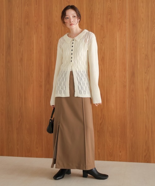 Bab（バブ）の「【nao×Bab】透かし編みニットカーデトップス（ニット/セーター・レディース・アイボリー/モカ・FREE）」の8枚目の写真