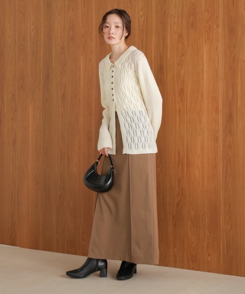 Bab（バブ）の「【nao×Bab】透かし編みニットカーデトップス（ニット/セーター・レディース・アイボリー/モカ・FREE）」の12枚目の写真