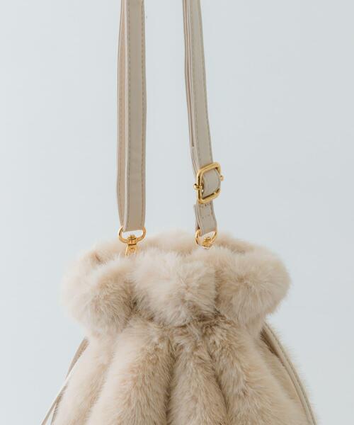 RODE SKO（ロデスコ）の「ウッドボールキンチャクファーバッグ（スカート・レディース・アイボリー/ブラウン/モカ・ONE）」の12枚目の写真