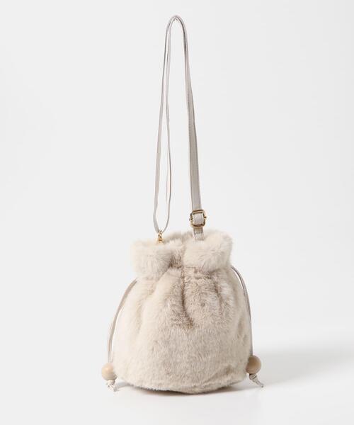 RODE SKO（ロデスコ）の「ウッドボールキンチャクファーバッグ（スカート・レディース・アイボリー/ブラウン/モカ・ONE）」の16枚目の写真