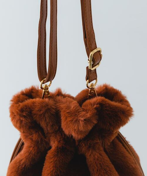 RODE SKO（ロデスコ）の「ウッドボールキンチャクファーバッグ（スカート・レディース・アイボリー/ブラウン/モカ・ONE）」の20枚目の写真