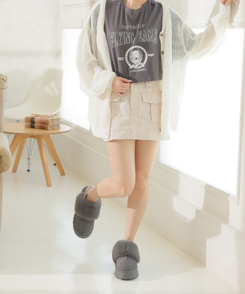 DEMETER（デメテル）の「厚底ソール ボリュームファー バックストラップ ムートンスリッパ（ブーツ・レディース・キャメル/グレー/ブラック・M/L/LL）」の17枚目の写真