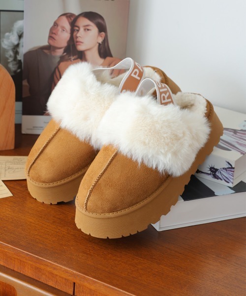 DEMETER（デメテル）の「厚底ソール ボリュームファー バックストラップ ムートンスリッパ（ブーツ・レディース・キャメル/グレー/ブラック・M/L/LL）」の18枚目の写真